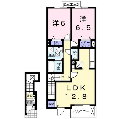 大阪府泉南郡熊取町久保１丁目(賃貸アパート2LDK・2階・62.45㎡)の写真 その2