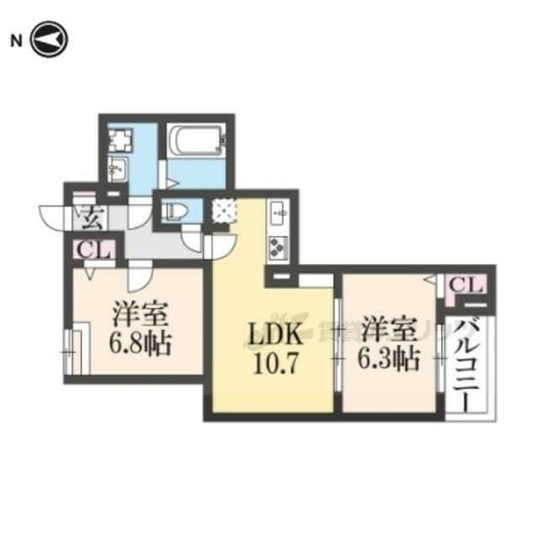 大阪府寝屋川市仁和寺本町４丁目(賃貸アパート2LDK・3階・53.98㎡)の写真 その2