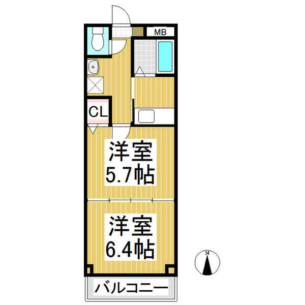 アトラスプラウド｜長野県長野市大字高田(賃貸マンション2K・2階・31.40㎡)の写真 その2