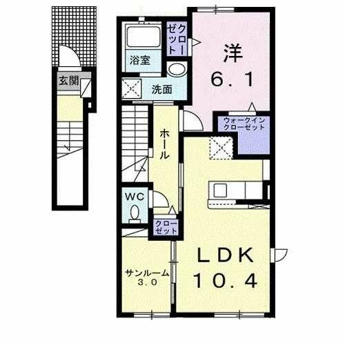 埼玉県行田市藤原町２丁目(賃貸アパート1LDK・2階・51.64㎡)の写真 その2