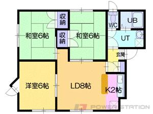 メイユール高砂四番館｜北海道江別市高砂町(賃貸アパート3LDK・1階・58.90㎡)の写真 その2