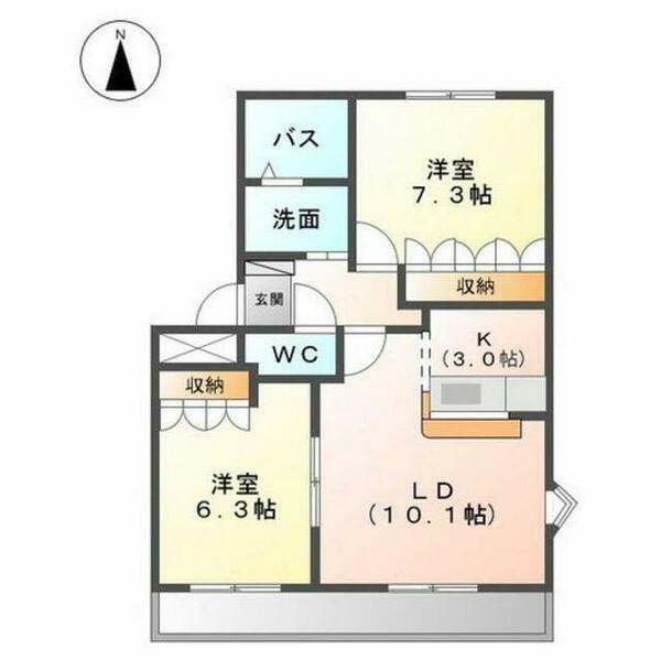 アリエス不二 201｜岐阜県岐阜市長良東３丁目(賃貸アパート2LDK・2階・59.76㎡)の写真 その2