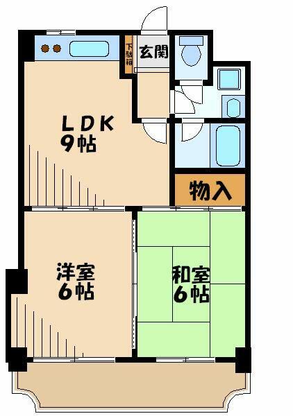 神奈川県横浜市青葉区市ケ尾町(賃貸マンション2LDK・4階・44.38㎡)の写真 その2