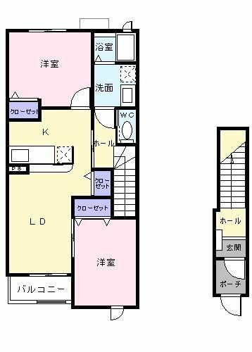 埼玉県大里郡寄居町大字富田(賃貸アパート2LDK・2階・58.86㎡)の写真 その2