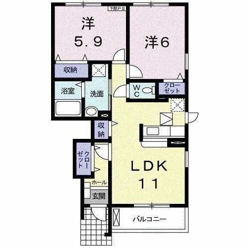 エム　ワカマツＡ｜東京都府中市若松町３丁目(賃貸アパート2LDK・1階・55.37㎡)の写真 その2