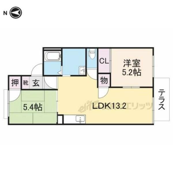 レルム・カミニートＡ 102｜奈良県橿原市大軽町(賃貸アパート2LDK・1階・53.00㎡)の写真 その2