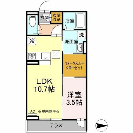 神奈川県厚木市田村町(賃貸アパート1LDK・2階・37.44㎡)の写真 その2