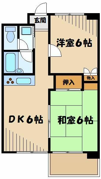神奈川県川崎市中原区新城中町(賃貸マンション2DK・4階・44.00㎡)の写真 その2