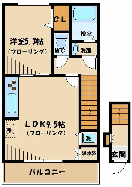 サンクラベール｜東京都府中市是政１丁目(賃貸アパート1LDK・2階・39.19㎡)の写真 その2