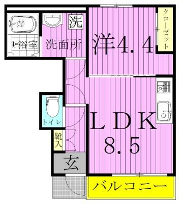 レジデンス 102｜千葉県野田市山崎(賃貸アパート1LDK・1階・34.45㎡)の写真 その2