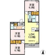 アメジスト東海岸北三丁目 201 ｜ 神奈川県茅ヶ崎市東海岸北３丁目（賃貸アパート3LDK・2階・70.57㎡） その2