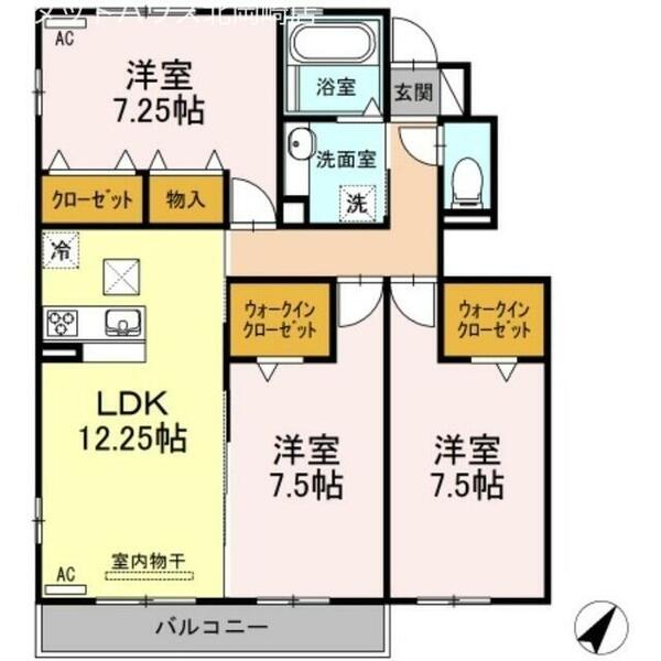 ブルーム三田田｜愛知県岡崎市欠町字三田田北通(賃貸アパート3LDK・1階・80.32㎡)の写真 その2