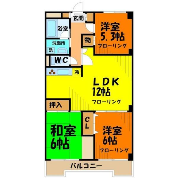 東京都調布市国領町７丁目(賃貸マンション3LDK・1階・64.91㎡)の写真 その2