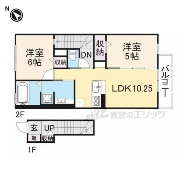 奈良県桜井市大字阿部(賃貸アパート2LDK・2階・55.39㎡)の写真 その2