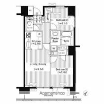 東京都新宿区北新宿４丁目（賃貸マンション2LDK・1階・56.71㎡） その2