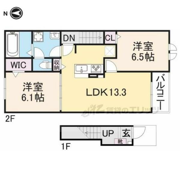 京都府南丹市園部町横田７号(賃貸アパート2LDK・2階・59.55㎡)の写真 その2