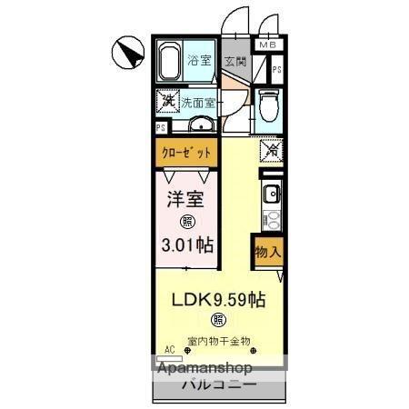 坂戸若葉エテルネル｜埼玉県坂戸市関間４丁目(賃貸アパート1LDK・2階・33.34㎡)の写真 その2