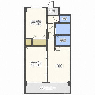 北海道札幌市豊平区中の島二条１丁目(賃貸マンション2DK・6階・47.57㎡)の写真 その2