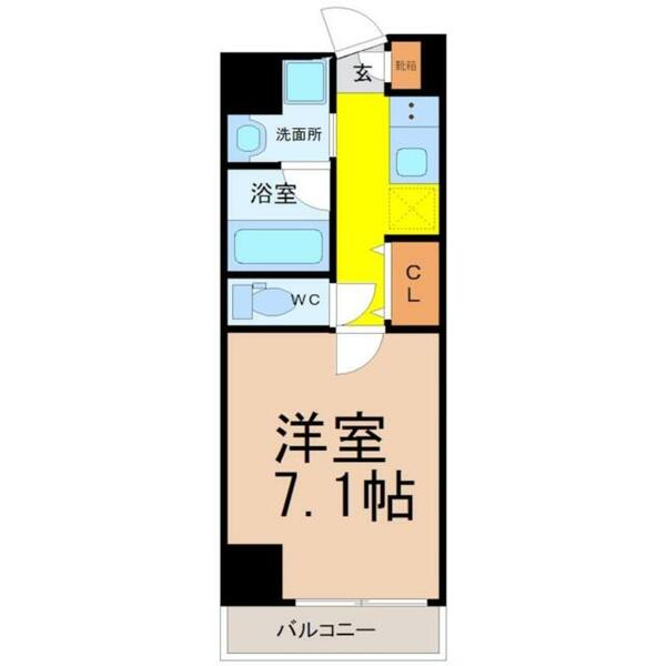 愛知県名古屋市瑞穂区洲山町１丁目(賃貸マンション1K・3階・24.72㎡)の写真 その2