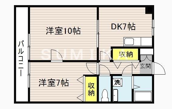 アークハイツ鹿田｜岡山県岡山市北区鹿田本町(賃貸マンション2DK・9階・57.40㎡)の写真 その2