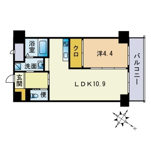 レジデンス住吉 908｜福岡県福岡市博多区住吉３丁目(賃貸マンション1LDK・8階・39.07㎡)の写真 その2