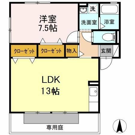 メゾンドール小烏　Ｂ棟 105｜愛知県北名古屋市熊之庄小烏(賃貸アパート1LDK・1階・48.79㎡)の写真 その2