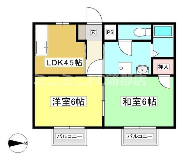 グランデージ吉見 205｜愛知県蒲郡市西浦町西馬相(賃貸アパート2DK・2階・38.00㎡)の写真 その2