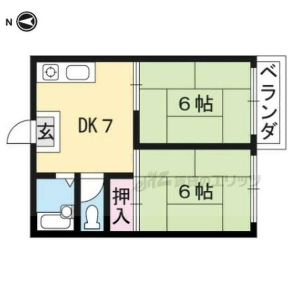 京都府京都市北区西賀茂大道口町(賃貸アパート2DK・1階・35.30㎡)の写真 その2