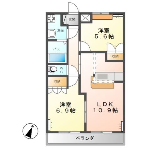 クリアーメゾンＢ・Ｓ 103｜茨城県神栖市知手中央６丁目(賃貸アパート2LDK・1階・54.54㎡)の写真 その2