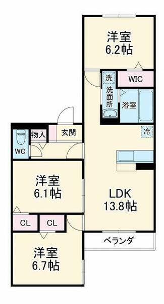 アメジスト東海岸北三丁目 201｜神奈川県茅ヶ崎市東海岸北３丁目(賃貸アパート3LDK・2階・70.57㎡)の写真 その2