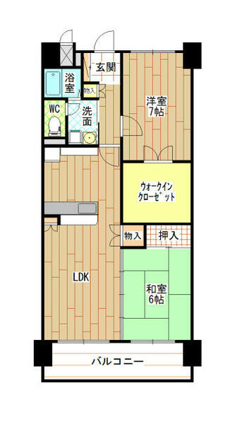 福岡県北九州市小倉北区大手町(賃貸マンション2LDK・7階・65.72㎡)の写真 その2