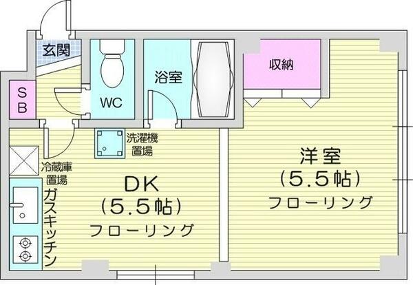 北海道札幌市中央区北二条西２７丁目(賃貸マンション1DK・2階・23.04㎡)の写真 その2