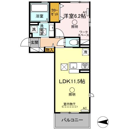 Ｆｙ－ｓｔｙｌｅ　Ａｒａｏ 101｜熊本県荒尾市荒尾(賃貸アパート1LDK・1階・42.93㎡)の写真 その2