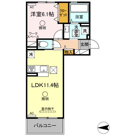 Ｆｙ－ｓｔｙｌｅ　Ａｒａｏ 103｜熊本県荒尾市荒尾(賃貸アパート1LDK・1階・42.63㎡)の写真 その2