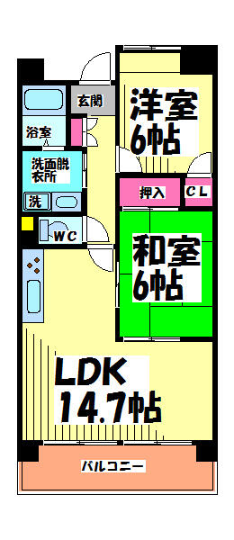 東京都調布市飛田給１丁目(賃貸マンション2LDK・3階・55.43㎡)の写真 その2