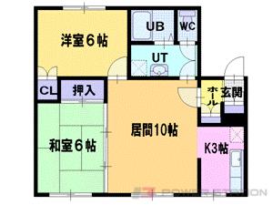 クレストール池倉弐番館｜北海道江別市野幌若葉町(賃貸アパート2LDK・2階・54.65㎡)の写真 その2