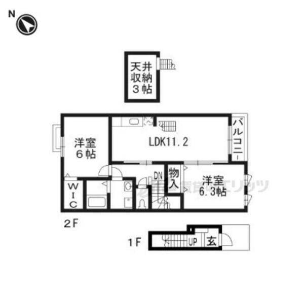 滋賀県大津市今堅田２丁目(賃貸アパート2LDK・2階・58.33㎡)の写真 その2