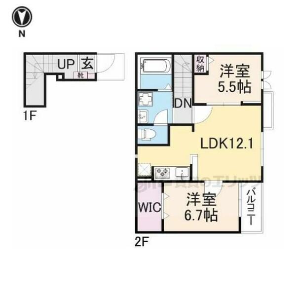 ａｎｔｈｏｌｏｇｉｅ 203｜奈良県大和高田市礒野町(賃貸アパート2LDK・2階・64.14㎡)の写真 その2