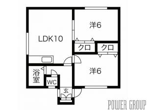 第２大島アパート｜北海道小樽市長橋３丁目(賃貸アパート2LDK・1階・46.28㎡)の写真 その2