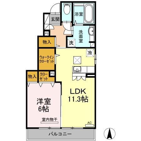 リヴェール来住　Ｂ棟 101｜愛媛県松山市来住町(賃貸アパート1LDK・1階・47.81㎡)の写真 その2