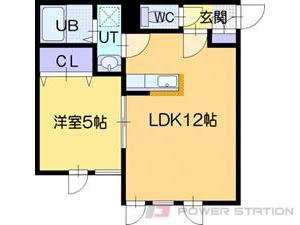 カーサ・ビアンカ｜北海道江別市緑町東２丁目(賃貸アパート1LDK・1階・39.23㎡)の写真 その2