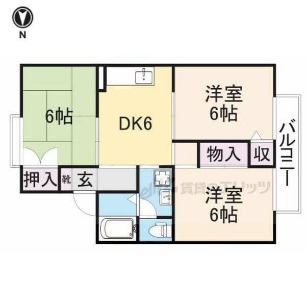 アゼリオ学園前Ｂ棟 202｜奈良県奈良市学園中３丁目(賃貸アパート3DK・2階・53.46㎡)の写真 その2