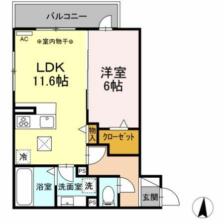 静岡県磐田市上大之郷(賃貸アパート1LDK・1階・43.91㎡)の写真 その2