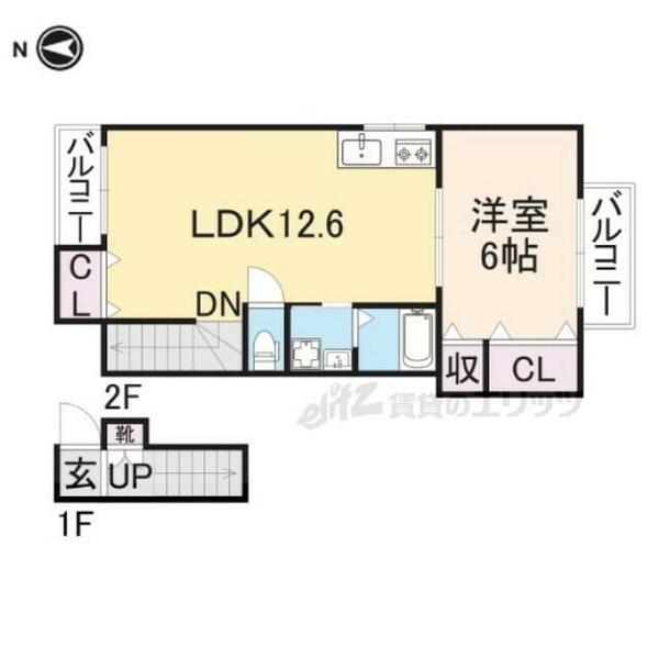 大阪府枚方市宮之阪３丁目(賃貸アパート1LDK・2階・43.47㎡)の写真 その2