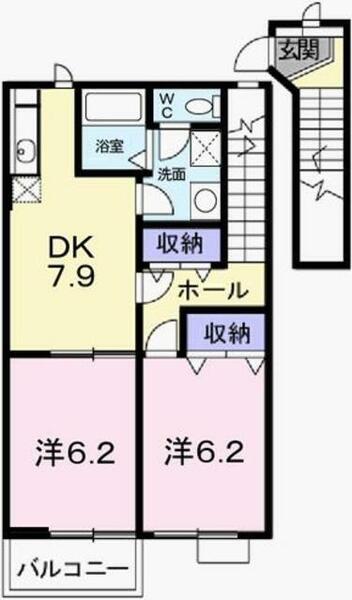 サンシャルマン 202｜兵庫県姫路市南条２丁目(賃貸アパート2DK・2階・47.07㎡)の写真 その2