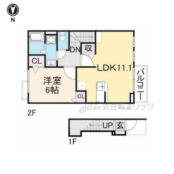 奈良県橿原市山之坊町(賃貸アパート1LDK・2階・46.09㎡)の写真 その2