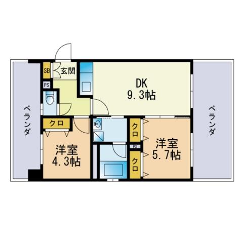 ウエストフルハウス 210｜福岡県福岡市西区今宿東１丁目(賃貸マンション2DK・2階・45.00㎡)の写真 その2