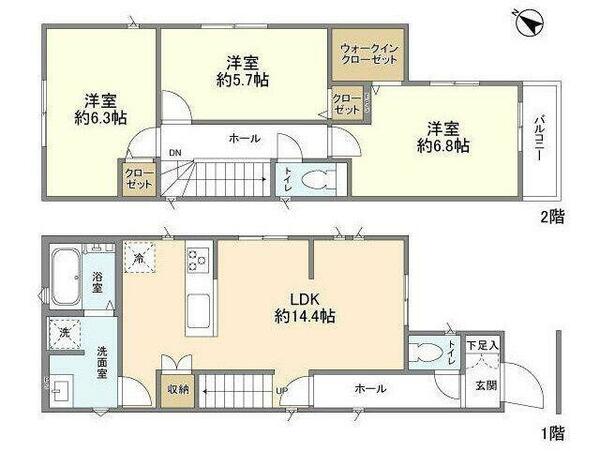 Ｋｏｌｅｔ八千代台＃０２｜千葉県八千代市八千代台北１２丁目(賃貸一戸建3LDK・--・82.39㎡)の写真 その2
