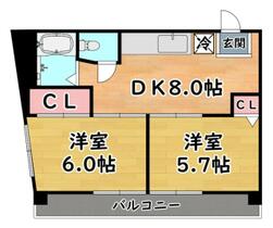 兵庫県神戸市灘区岩屋北町３丁目（賃貸マンション2DK・3階・43.00㎡） その2