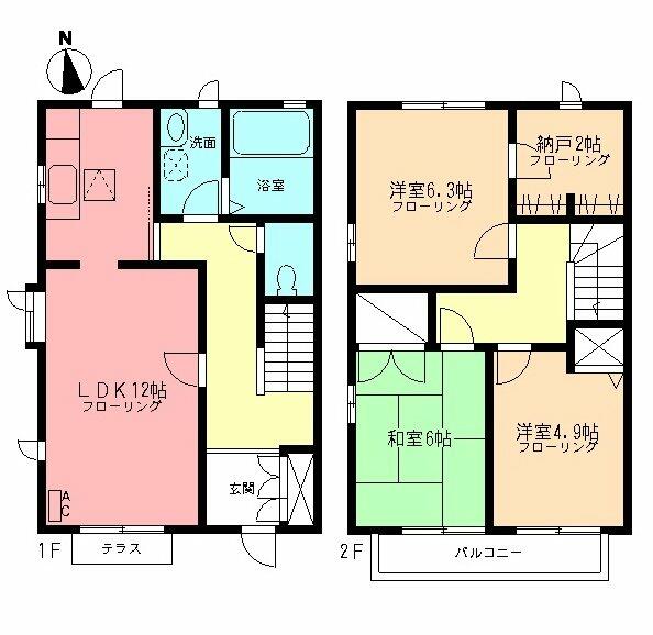 サンハイムＢ 101｜神奈川県横浜市都筑区南山田３丁目(賃貸テラスハウス3SLDK・--・80.00㎡)の写真 その2